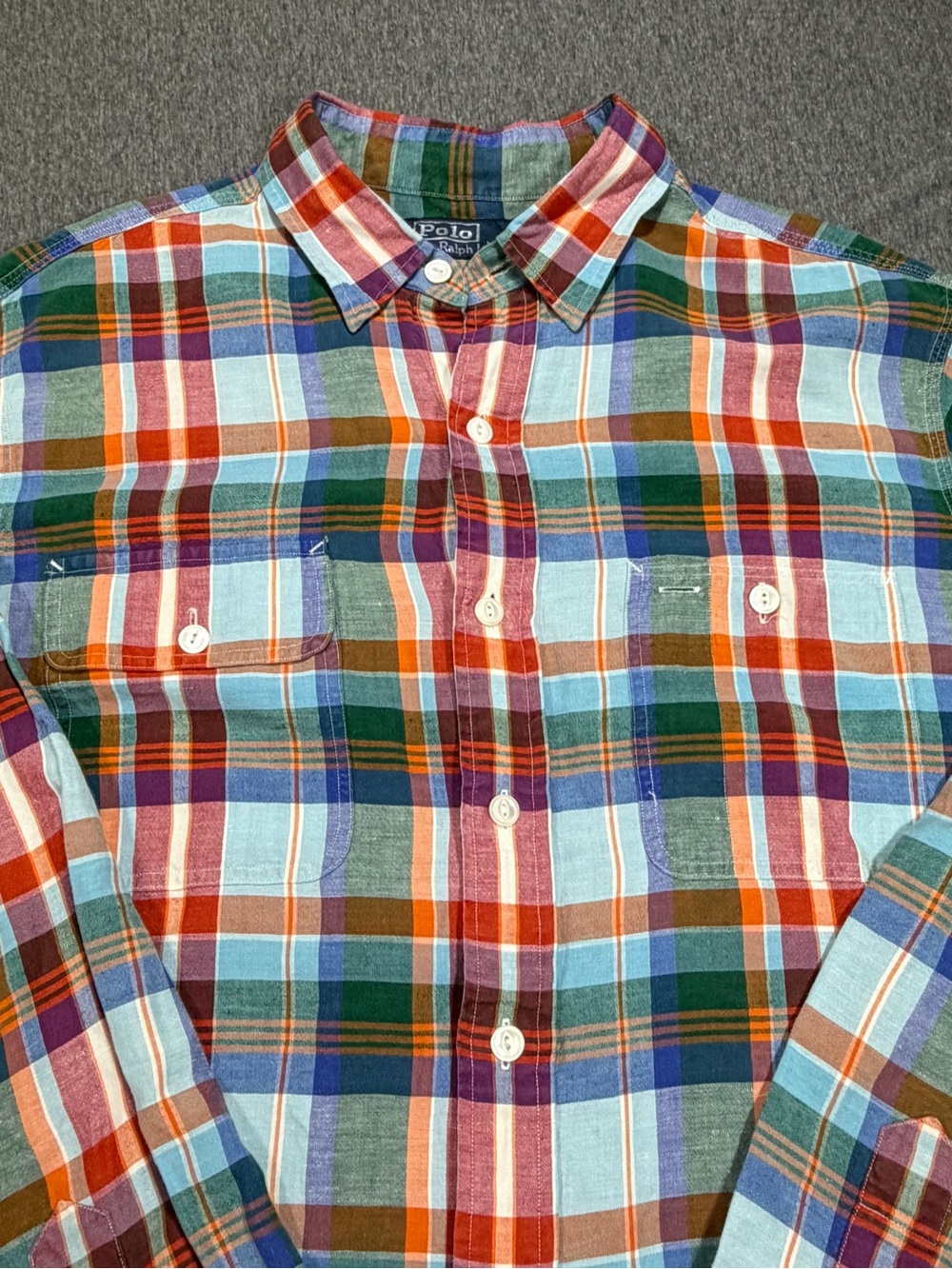 Polo by Ralph Lauren Men’s L Classic Fit Plaid Long Sleeve Button Down Pockets
